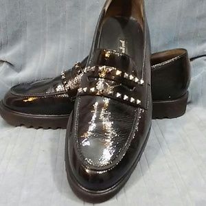 EUC Paul Green Studded Paten Leather Loafer